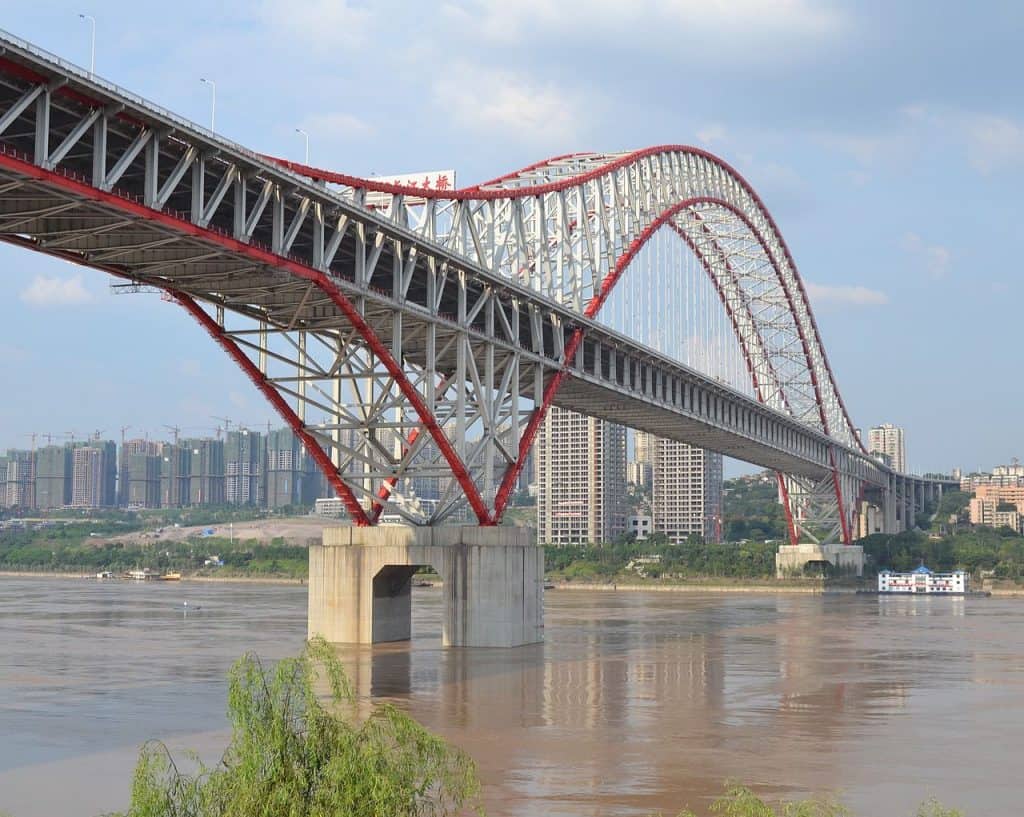 Chaotianmen Yangtze River Bridge in Chongqing City China via Wikimedia