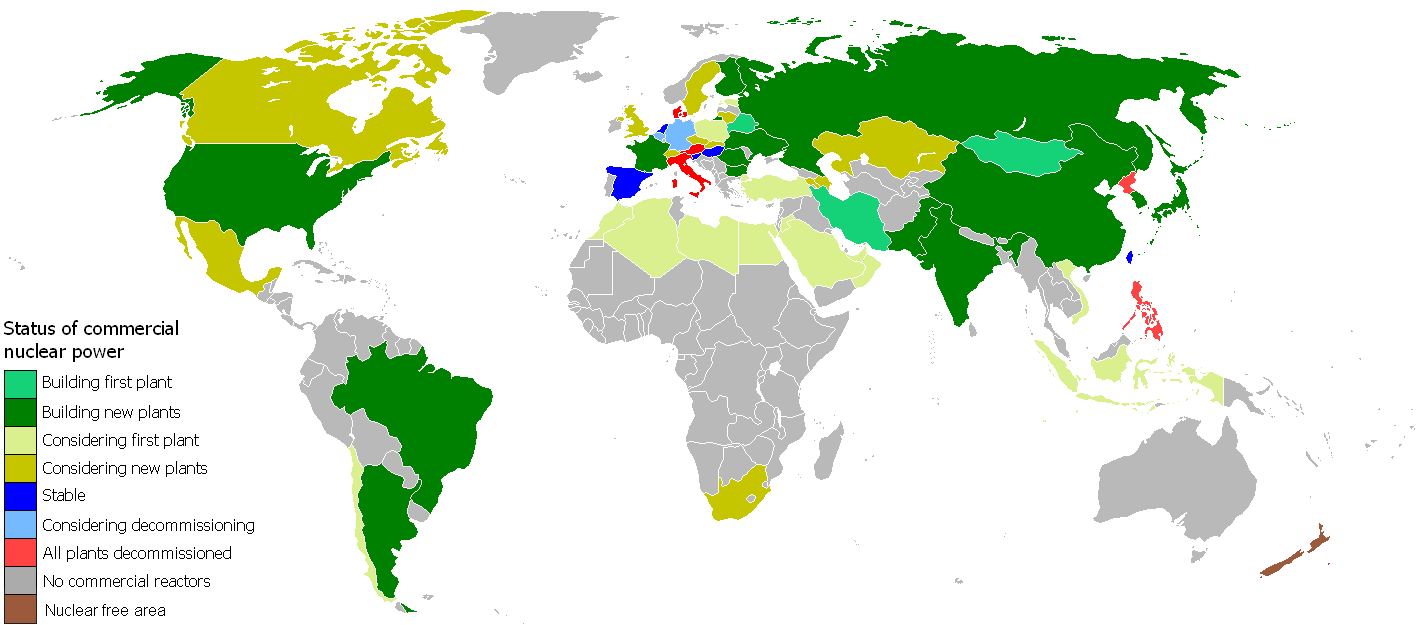 Worldwide Nuclear Power Stations via Wikimedia