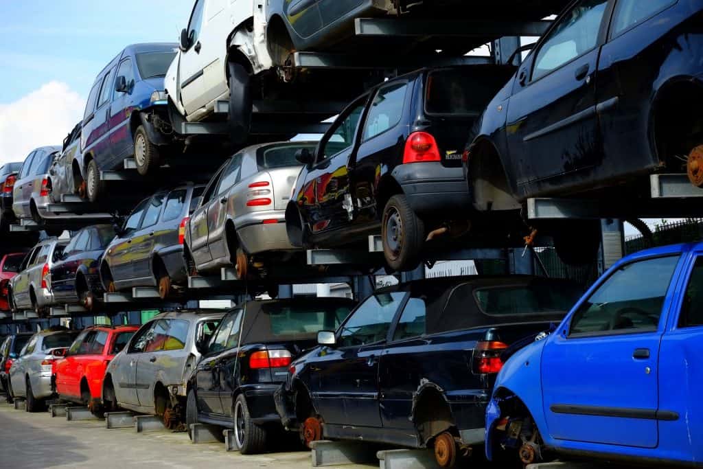 Cars piled up for Scrap Metal