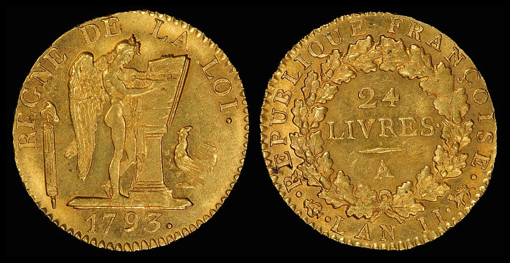 Gold Coins - France 1793 24 Livres via the National Numismatic Collection on Wikimedia