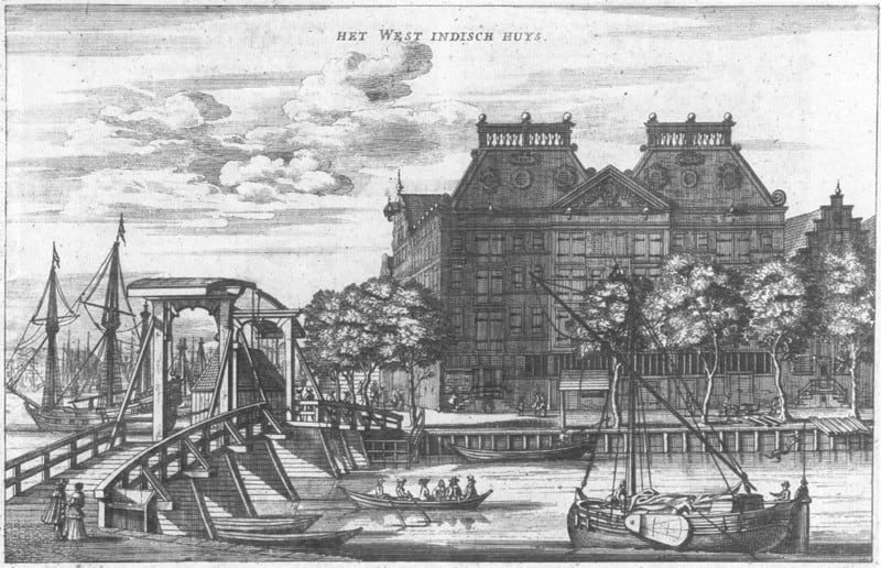 West India House in Amsterdam 1655 via Wikimedia