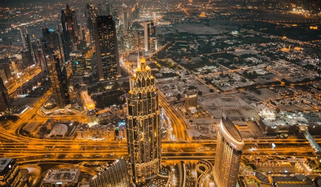 Dubai skyscrapers at Night