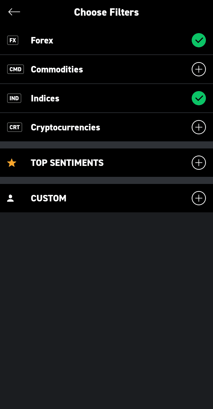 Asset filters on mobile
