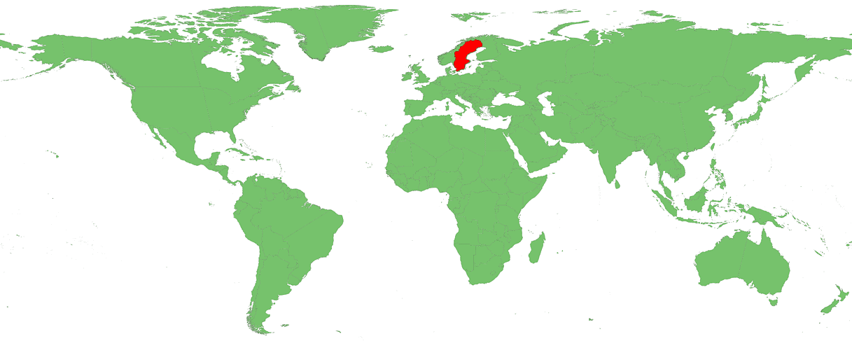Sweden on World Map