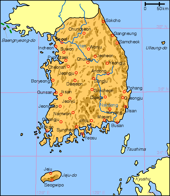 south korea map