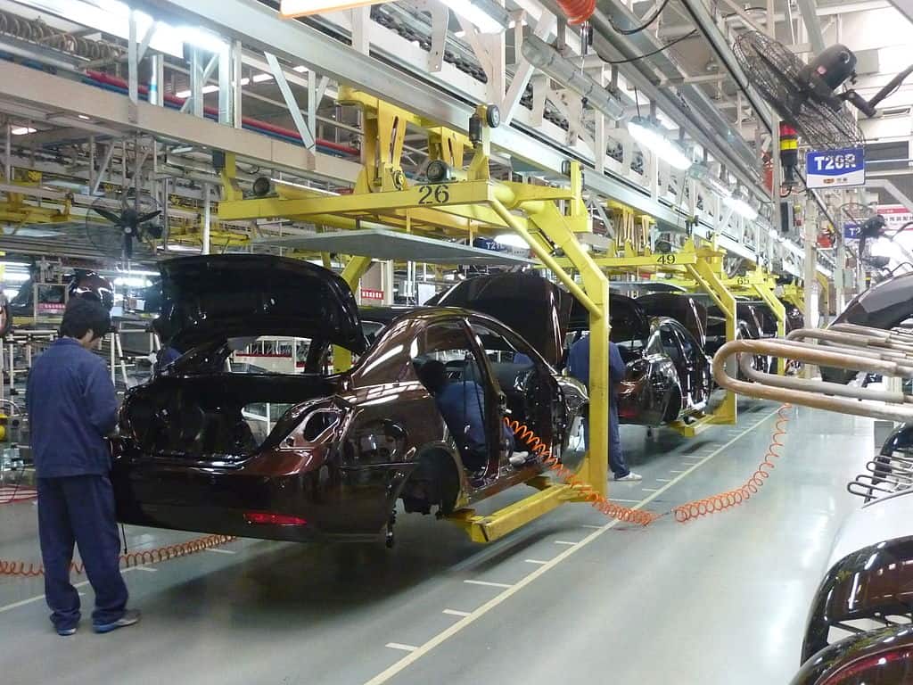 Vehicle assembly line in Ningbo, China.