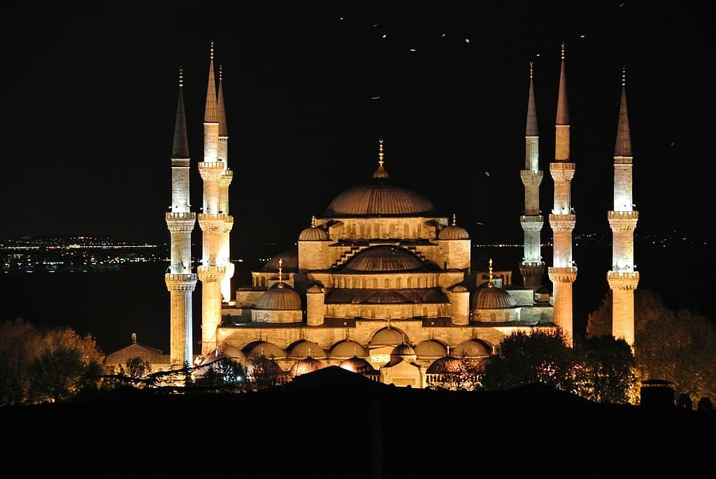 Turkey's Blue Mosque at night 