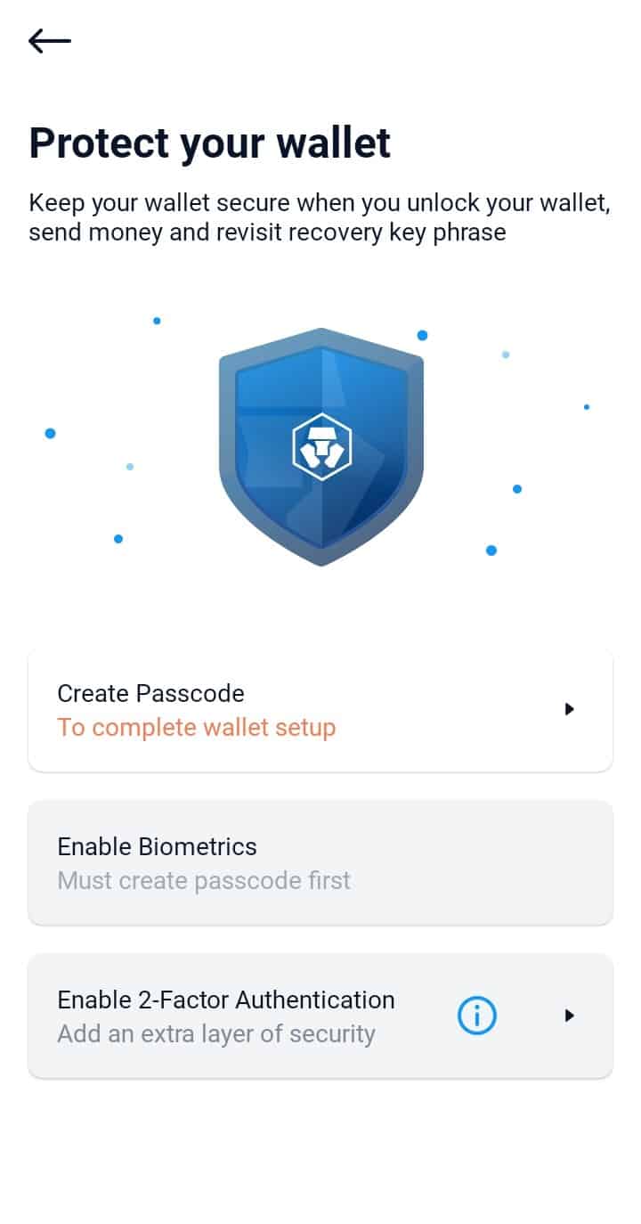 crypto.com mobile defi app protection including biometrics and 2FA