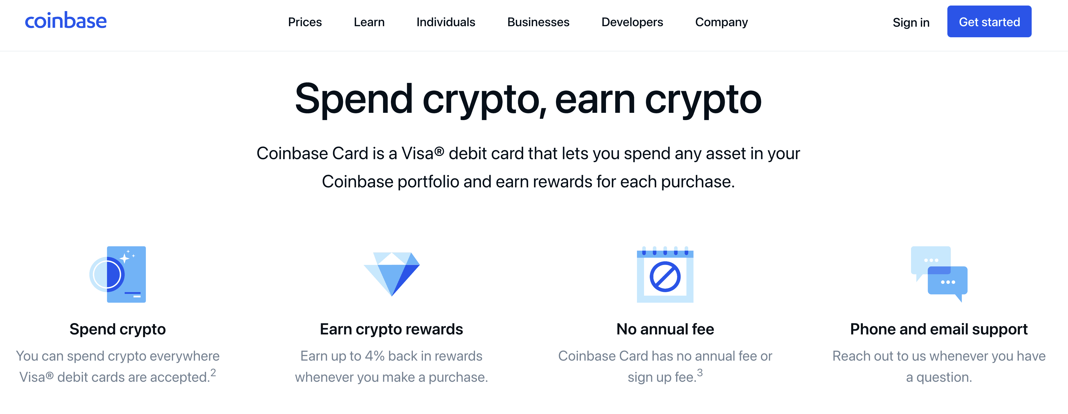 Coinbase Visa debit card features