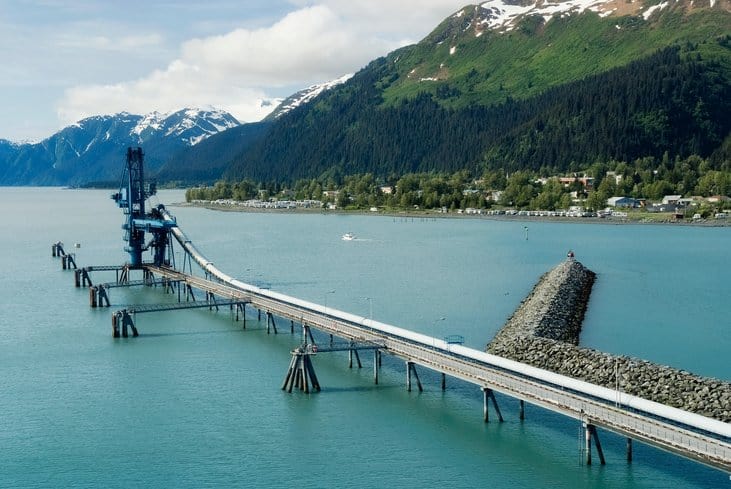 Industrial Pipe at the port of Seward delivering oil from Trans-Alaska Oil System