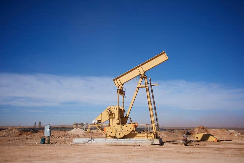 Partially assembled pumping unit in west Texas oilfield.