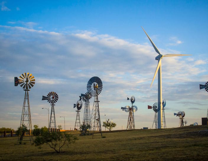 Home of Texas Tech, Lubbock, Texas is also home to the Wind Energy Museum, where they show old wind mills and wind turbines