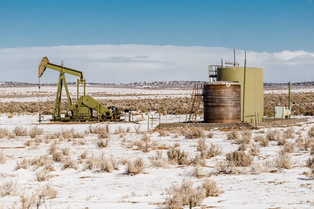 New Mexico oil rig and tanks
