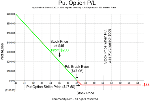 Put Option profit and loss graph
